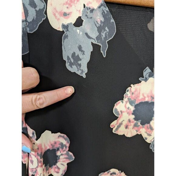 ASTR Black Floral Print Bell Sleeve Women's Dress - Size Extra Small - Picture 3 of 7